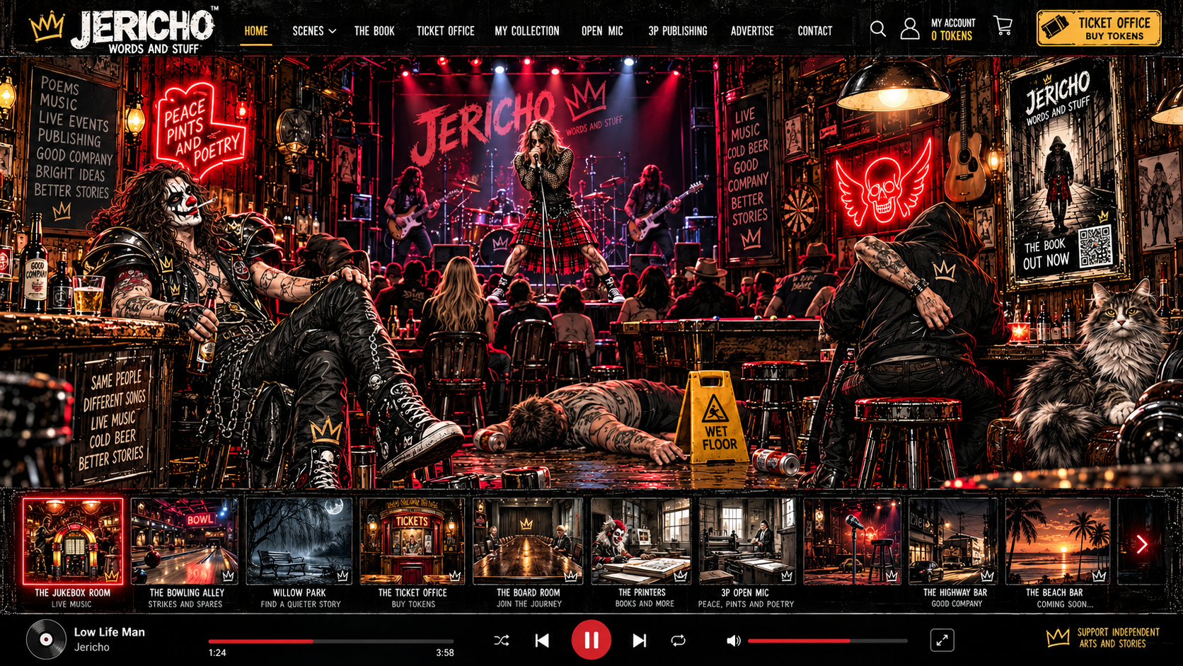Illustrated Jerichoverse entrance with different places to discover